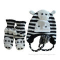 Animal hats with micro-soft fleece lining for winter, cow design